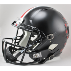 Ohio St Buckeyes Satin Black Shell with Red Buckeyes Riddell Full Size Replica Speed Helmet