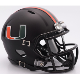 Riddell NCAA Miami Hurricanes 2017 Nights Black Alt Authentic Speed Full Size Football Helmet