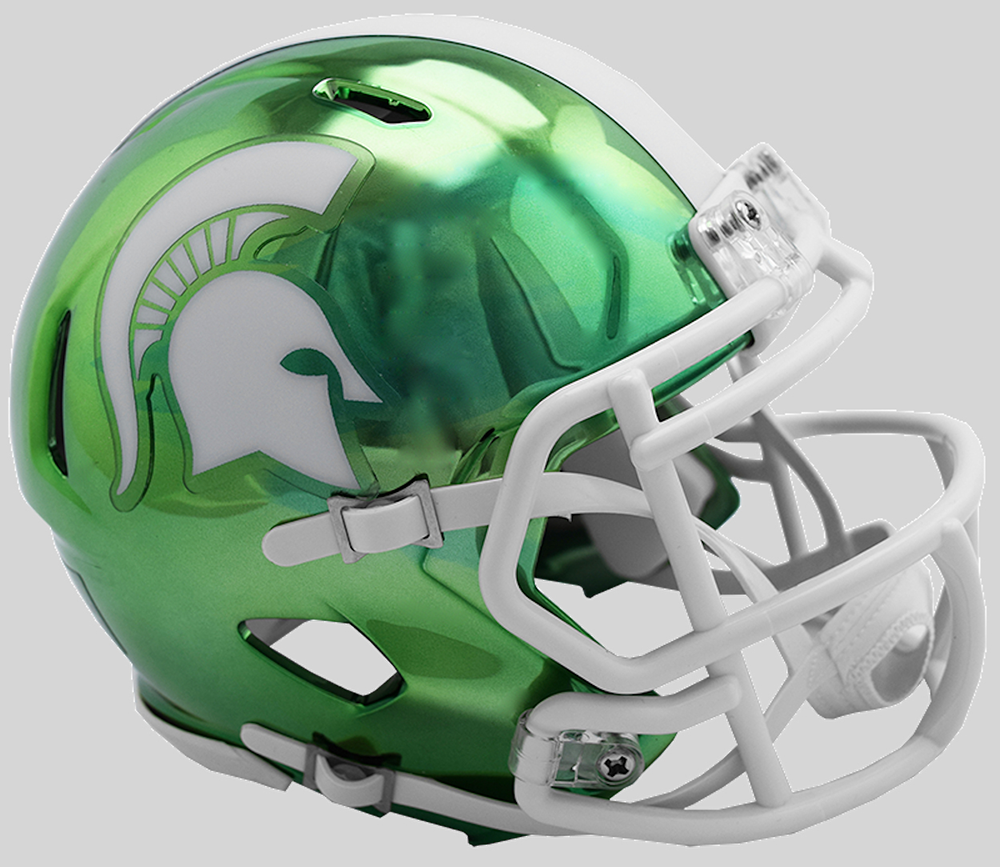 Riddell NCAA Michigan St Spartans 2018 Chrome Speed Mini Football Helmet