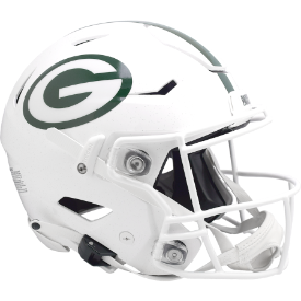 Green Bay Packers On-Field Alternate Riddell Full Size Authentic SpeedFlex Helmet Winter Warning White with Gold Flake Painted Shell with White Facemask New 2024