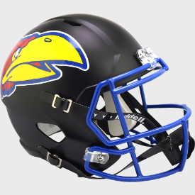 Kansas Jayhawks Black Riddell Full Size Replica Speed Helmet New 2023
