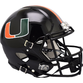 Miami Hurricanes Gloss Black Riddell Full Size Authentic Speed Helmet New 2024