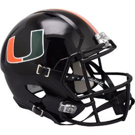 Miami Hurricanes Gloss Black Riddell Full Size Replica Speed Helmet New 2024