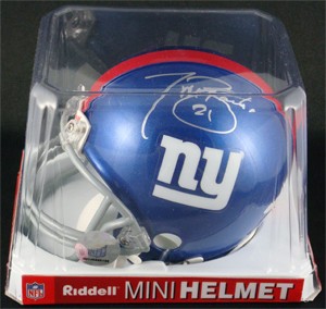 Tiki Barber Autographed New York Giants Replica Mini Helmet