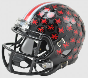 Ohio St Buckeyes Satin Black Shell with Red Buckeyes Riddell Mini Speed Helmet