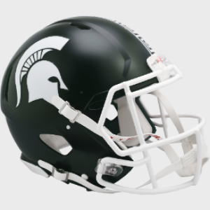 Michigan St Spartans Satin Green Shell with S Pattern Top Center Stripe Riddell Full Size Authentic Speed Helmet New 2023