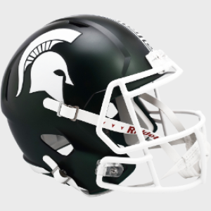 Michigan St Spartans Satin Green Shell with S Pattern Top Center Stripe Riddell Full Size Replica Speed Helmet New 2023