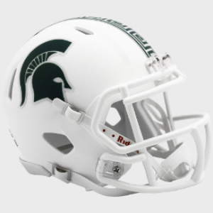 Michigan St Spartans Matte White Shell with S Pattern Top Center Stripe Riddell Full Size Replica Speed Helmet New 2023