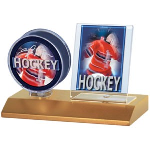 Light Wood Puck and Card Holder