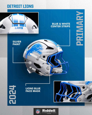 Detroit Lions Riddell Full Size Authentic SpeedFlex Helmet New 2024 Primary