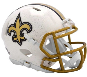 New Orleans Saints On-Field Alternate Riddell Full Size Authentic SpeedFlex Helmet White Shell with Gold Flakes and Gold Facemask New 2025