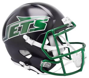New York Jets On-Field Alternate Riddell Full Size Authentic SpeedFlex Helmet Black Shell with Green Facemask New 2024