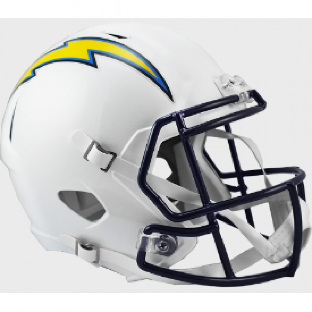 San Diego (Los Angeles) Chargers 2007-2018 Throwback Riddell Full Size Replica Speed Helmet White Shell with Black Facemask