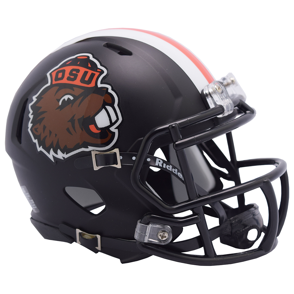 Riddell Oregon St Beavers 2018 Satin Black Retro Benny Speed Mini Helmet