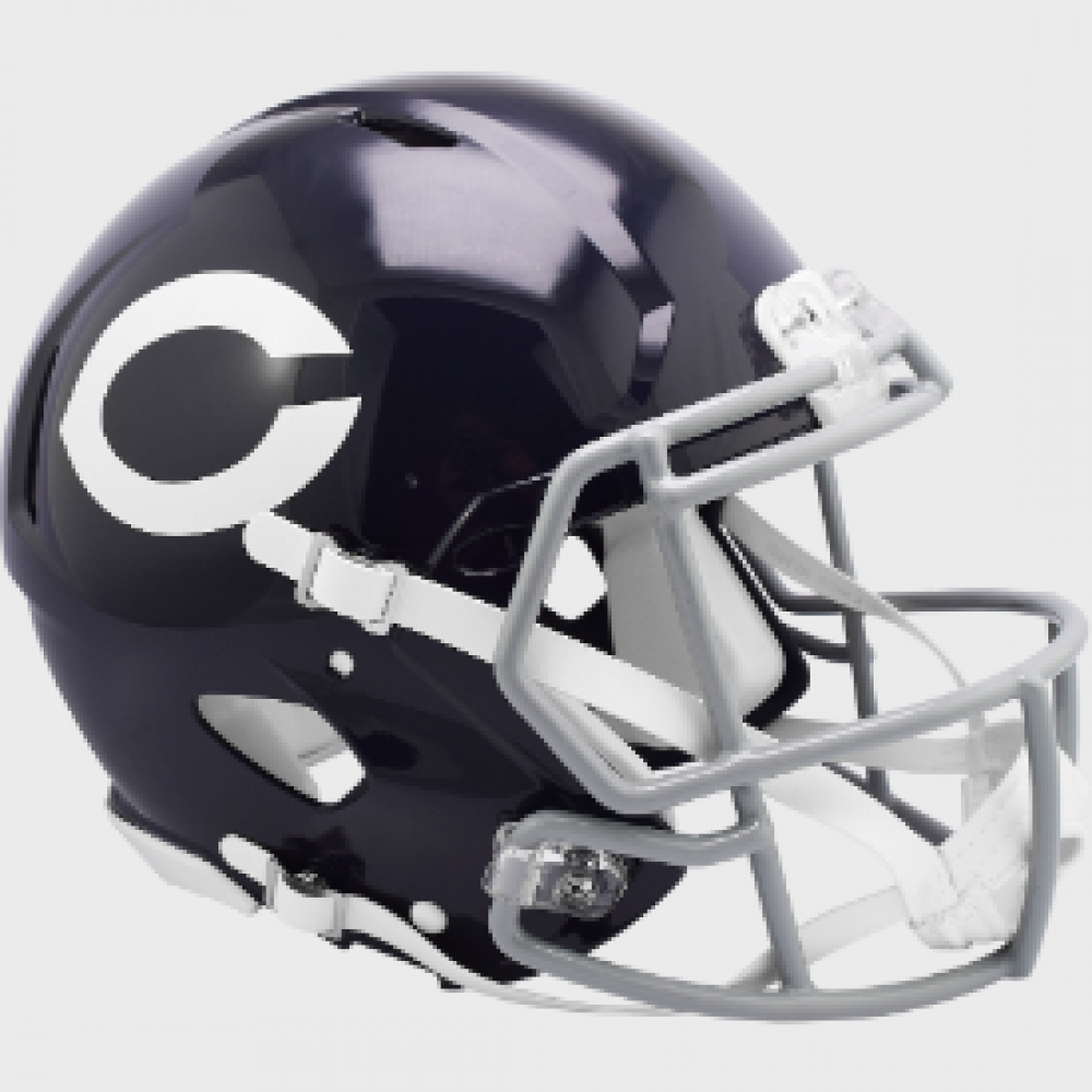 Chicago Bears 1962-1973 Throwback Riddell Full Size Authentic Speed Helmet with Gray Facemask with White C