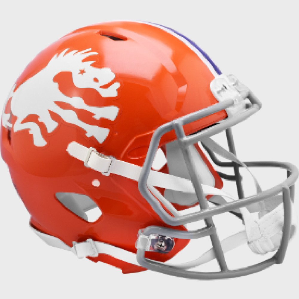 Denver Broncos 1966 Throwback Riddell Full Size Authentic Speed Helmet with Orange Shell with Light Gray Facemask
