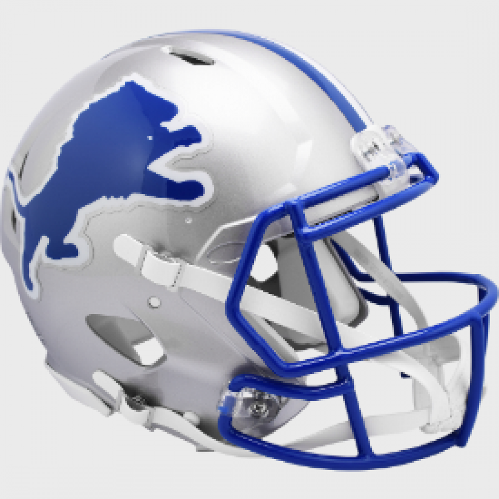 Detroit Lions 1983-2002 Throwback Riddell Full Size Authentic Speed Helmet with Royal Blue Facemask