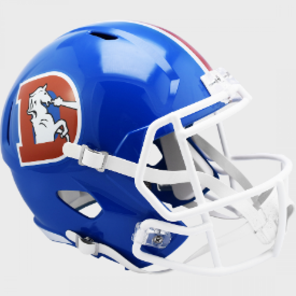 Denver Broncos 1975-1996 Throwback Riddell Full Size Replica Speed Helmet Royal Blue Shell