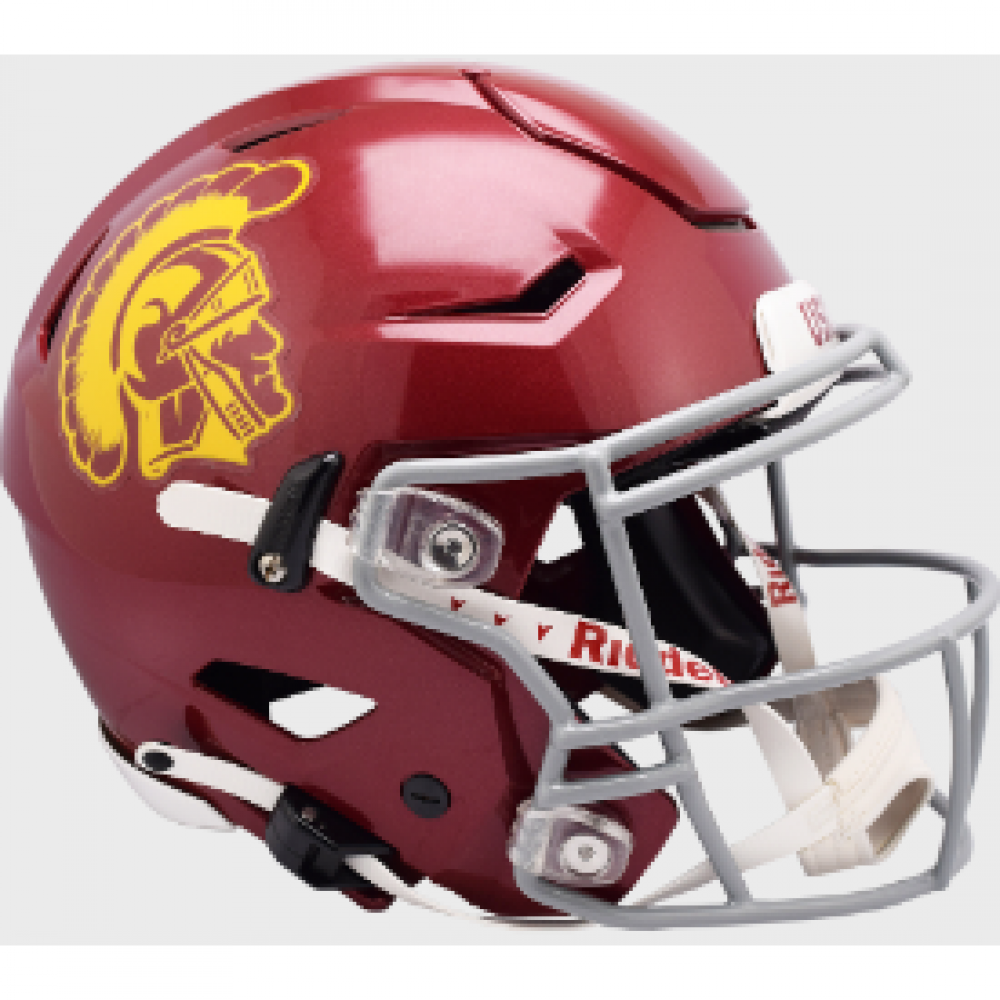USC Trojans Cardinal Metallic Riddell Full Size Authentic SpeedFlex Helmet New 2022