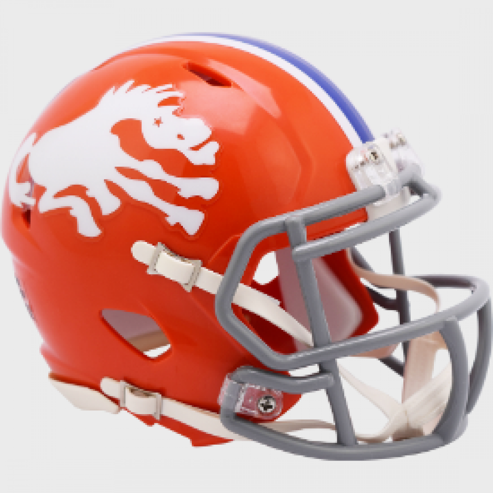 Denver Broncos 1966 Throwback Riddell Mini Speed Helmet with Orange Shell with Light Gray Facemask