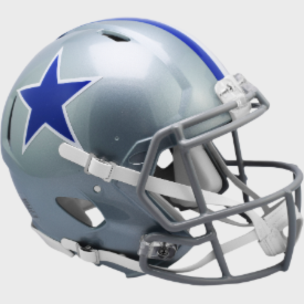 Dallas Cowboys 1964-1966 Throwback Riddell Full Size Authentic Speed Helmet with Royal Blue Star and Royal Blue Center Stripe