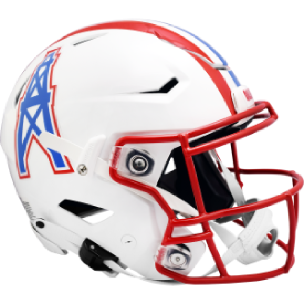 Houston Oilers (Tennessee Titans) 1981-1998 Throwback Riddell Full Size Authentic SpeedFlex Helmet ​​White Shell with Red Facemask New 2024