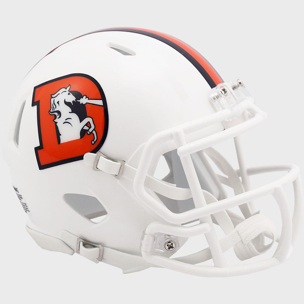 Denver Broncos On-Field Alternate Snowcapped Riddell Mini Speed Helmet White Shell with White Facemask New 2023