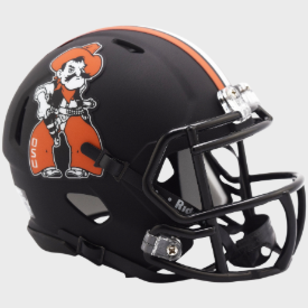 Oklahoma St Cowboys Pistol Pete Black Shell Riddell Mini Speed Helmet New 2023
