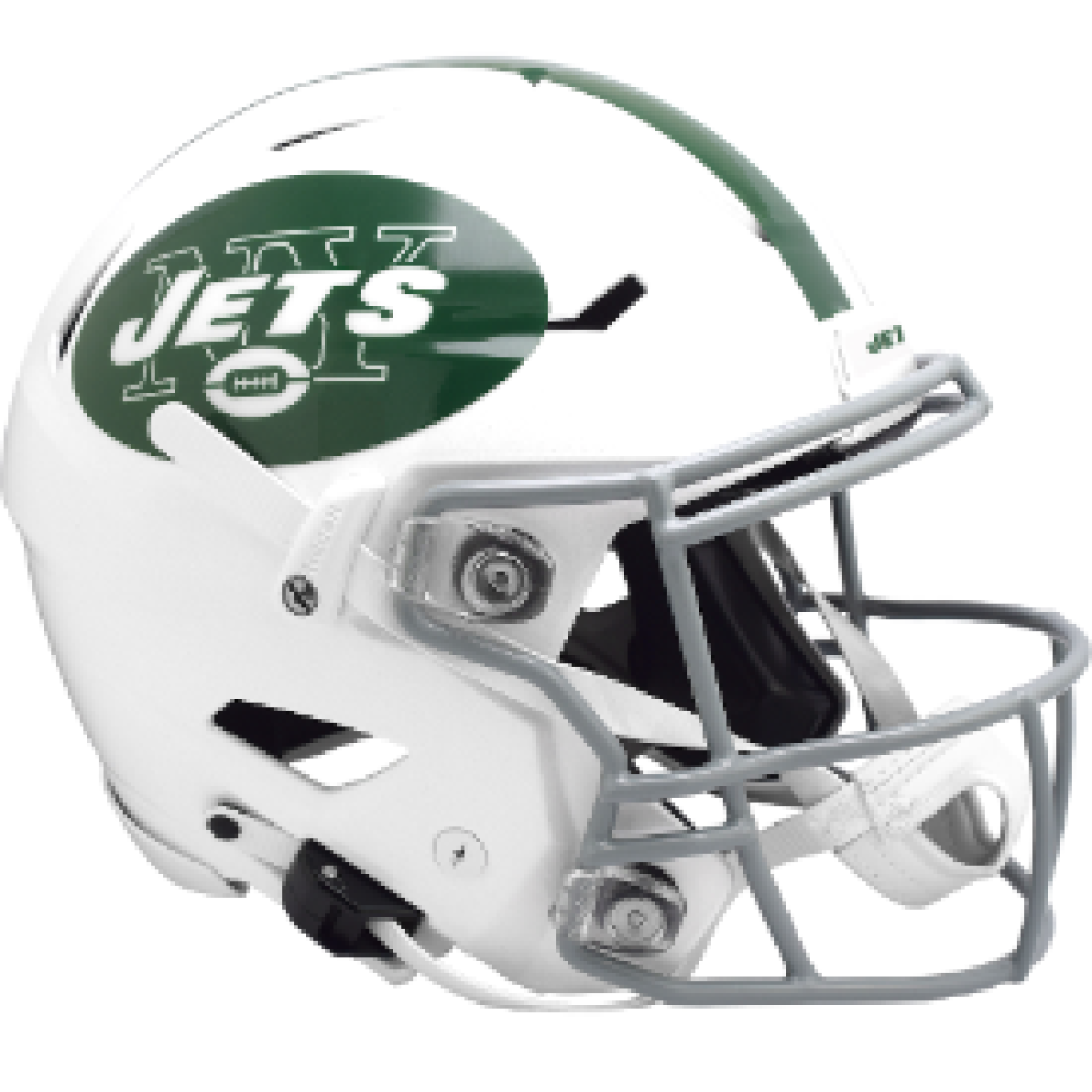 New York Jets On-Field Alternate Riddell Full Size Authentic SpeedFlex Helmet Classic White Metallic Painted Shell with Light Gray Facemask New 2024