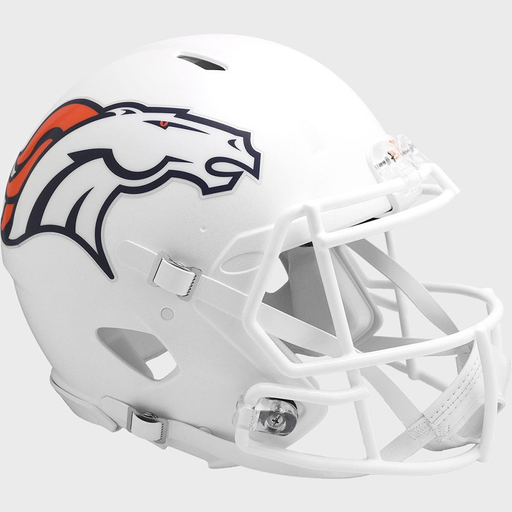 Denver Broncos On-Field Alternate Riddell Full Size Authentic Speed Helmet White Shell with White Facemask New 2024