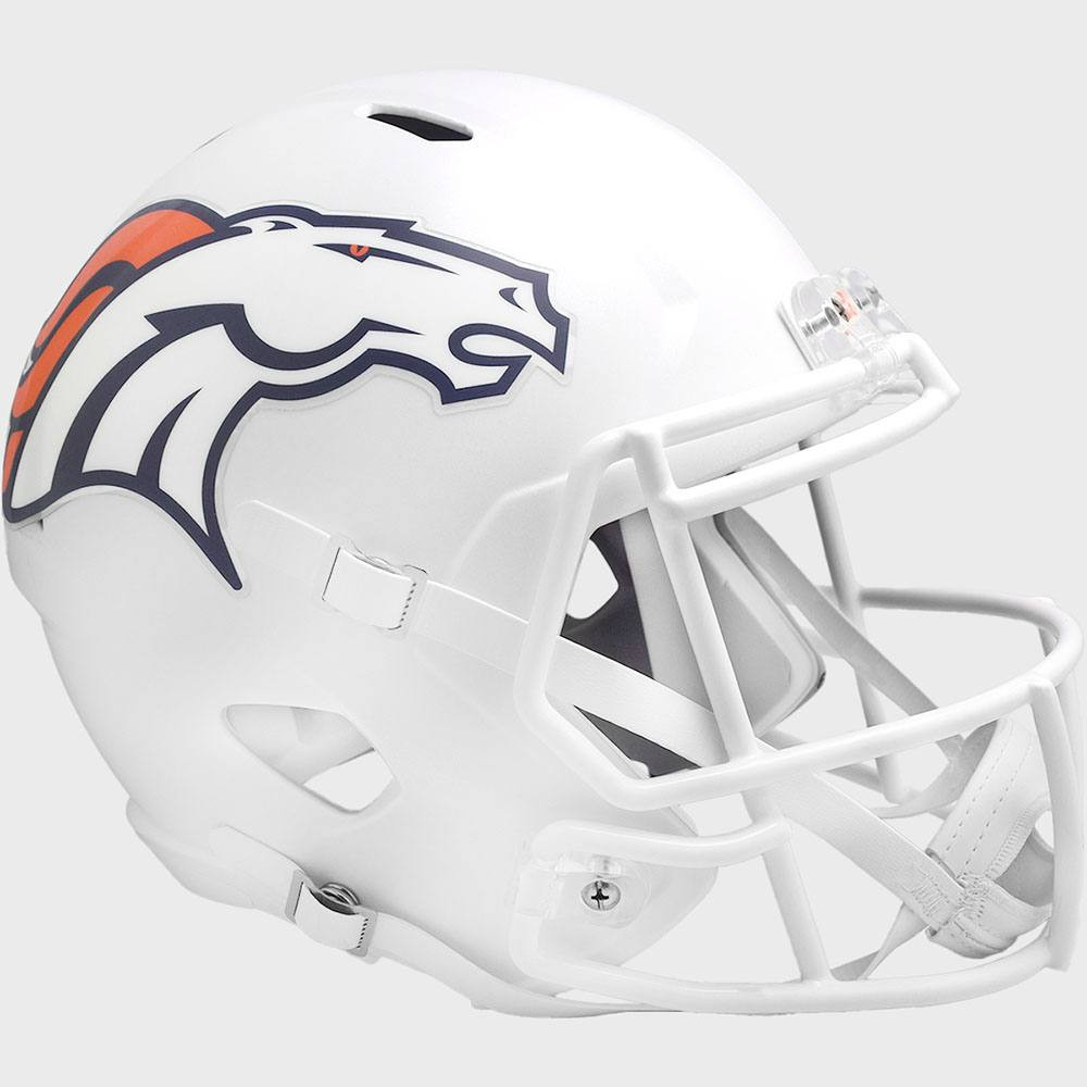 Denver Broncos On-Field Alternate Riddell Full Size Replica Speed Helmet ​​White Shell with White Facemask New 2024