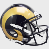 Saint Louis (Los Angeles) Rams 2000-2016 Throwback Riddell Full Size Replica Speed Helmet Navy Blue Shell with Navy Blue Facemask and Gold Horns