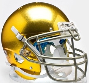 Notre Dame Fighting Irish Chrome Gold Texture with Metallic Faceguard XP Replica Full Size Helmet NEW 2013