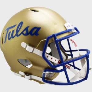 Tulsa Golden Hurricane Script Gold Shell Riddell Full Size Replica Speed Helmet New 2023