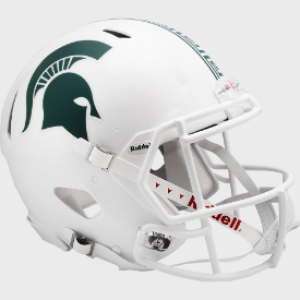 Michigan St Spartans Matte White Shell with S Pattern Top Center Stripe Riddell Full Size Authentic Speed Helmet New 2023