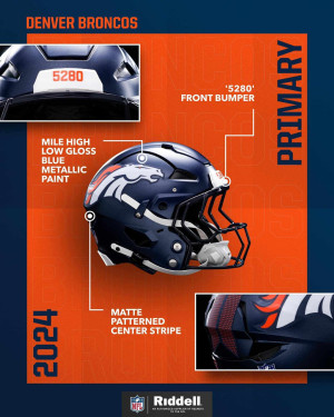 Denver Broncos Riddell Pocket Pro Speed Helmet New 2024 Primary