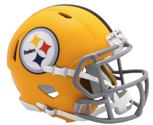 Pittsburgh Steelers On-Field Alternate Riddell Full Size Authentic SpeedFlex Helmet 1933 Throwback with Flat Yellow Gold Shell and Light Gray Facemask New 2025