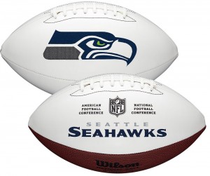 Seattle Seahawks White Wilson Official Size Autograph Series Signature Football