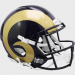 Saint Louis (Los Angeles) Rams 2000-2016 Throwback Riddell Full Size Authentic Speed Helmet Navy Blue Shell with Navy Blue Facemask and Gold Horns