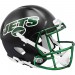 New York Jets On-Field Alternate Riddell Full Size Authentic Speed Helmet ​​​Stealth Matte Black Shell with Green Chrome Facemask New 2022